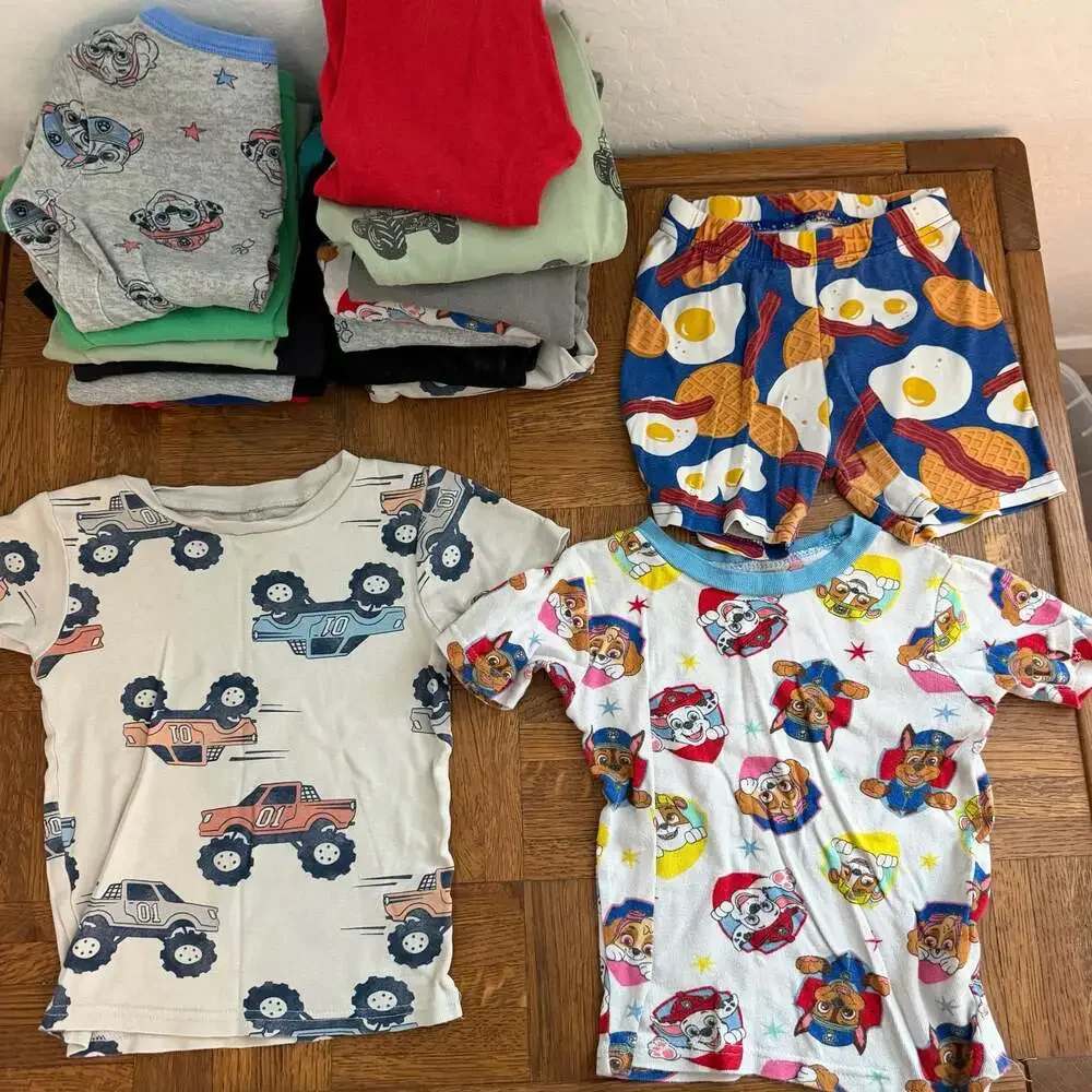 Lot of 9 Boys 5T Pajamas Assorted Long Short Sleeve Paw Patrol Cocomelon Trucks
